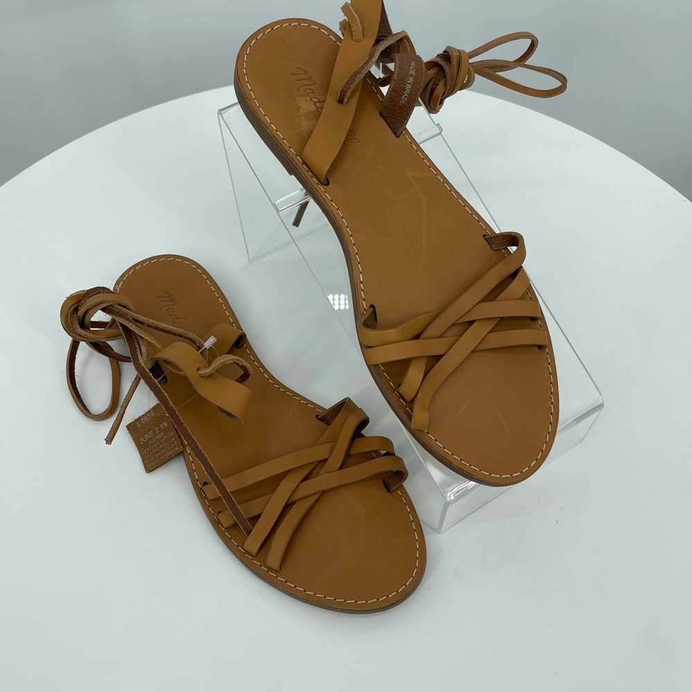 Womens Madewell New The Boardwalk Woven Lace-Up Sandal Size 6